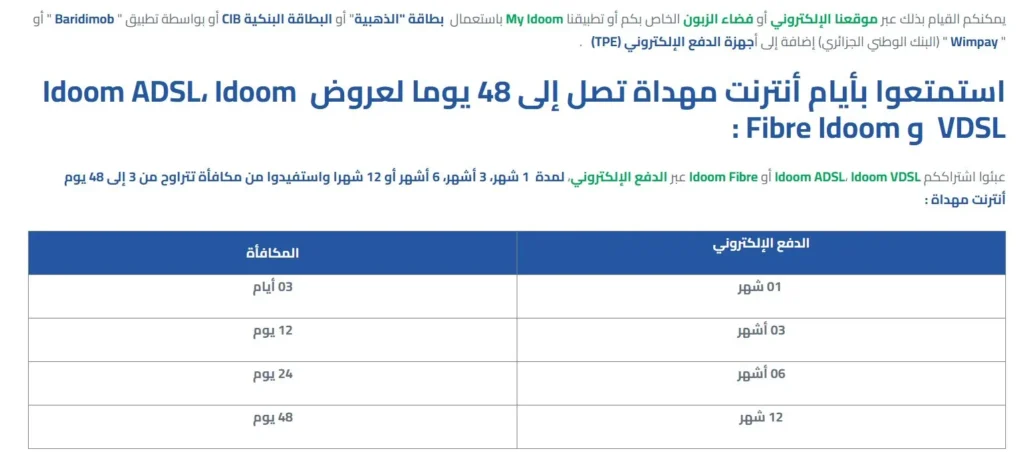 عرض مجاني لاتصالات الجزائر